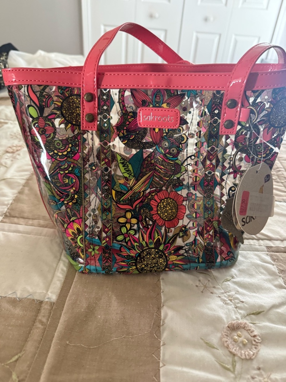 Sakroots Pink Multicolor Floral Clear Tote
